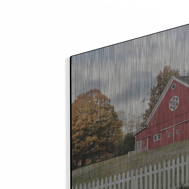 «Fall Barn» par Lori Deiter, art mural en métal, H 16 po x l 24 po