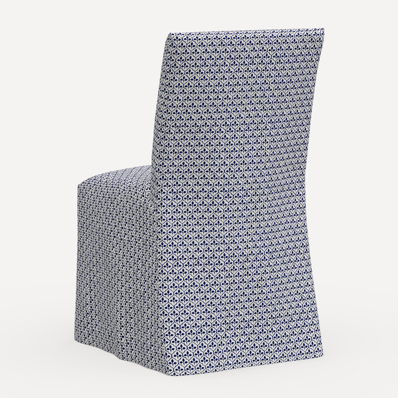 Sadia Slipcover Chair, Jr Sadhil Blue Geometric Linen