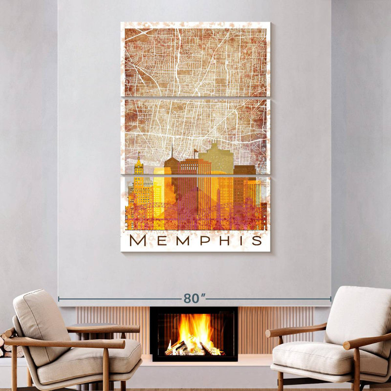 Aliaz Memphis Skyline City Map, 74" H x 48" W