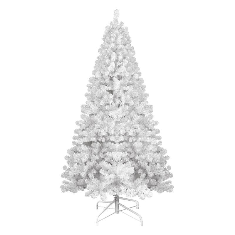 Arbre de Noël blanc avec fil mémoire, arbre en PVC artificiel à charnière, arbre de Noël des Fêtes facile à assembler pour la décoration intérieure (ornements non inclus)