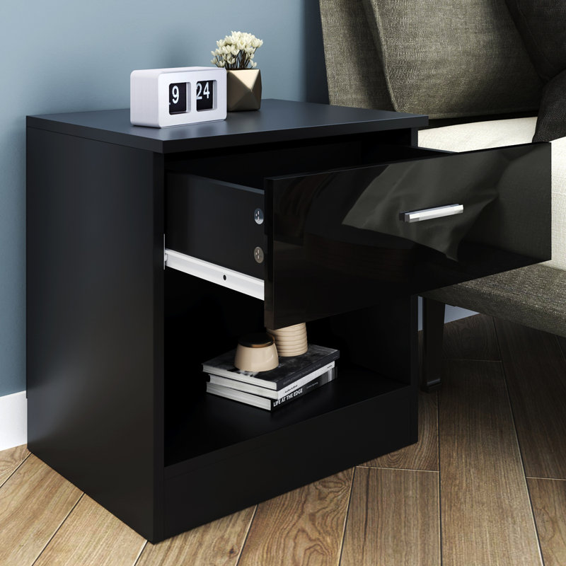 Shovonne Bedside Table, Black