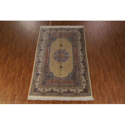 100% Silk Vegetable Dye Traditional Area Rug 6x10