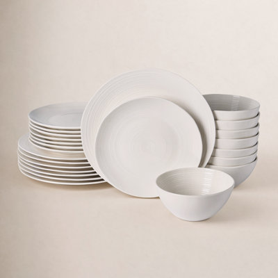 24-Piece Porcelain Dinnerware Set, White