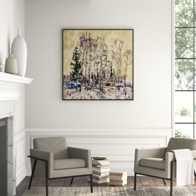 «Paysage russe 3», peinture à cadre flottant sur papier