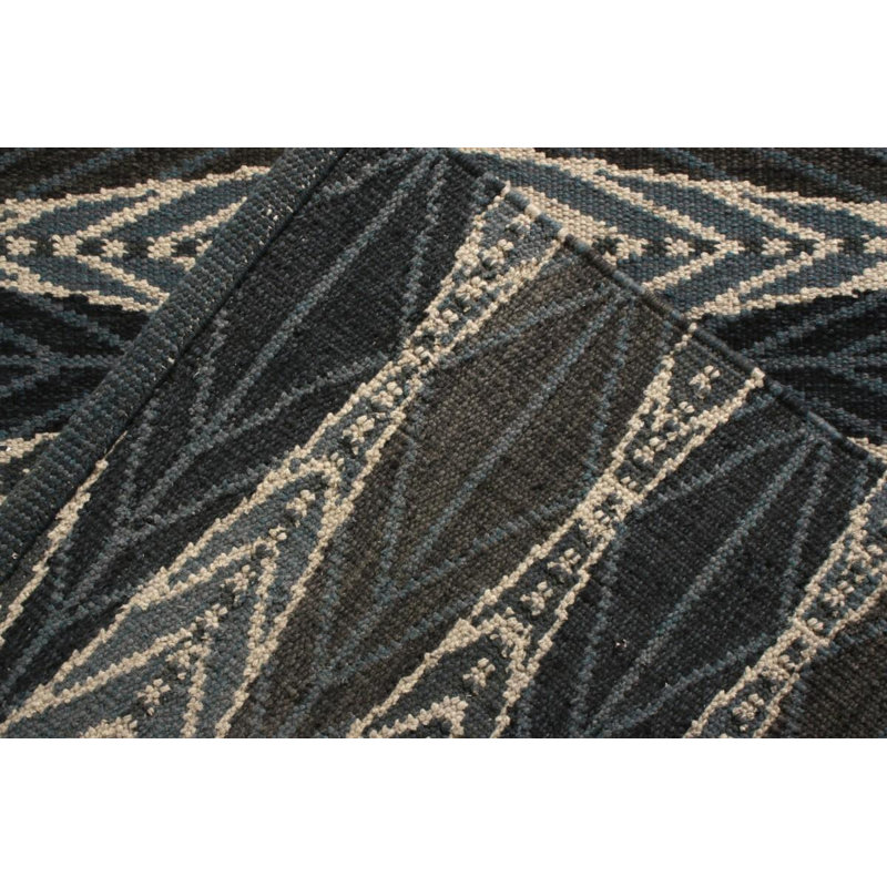 Scandinavian Hand Knotted Wool Geometric Area Rug, Rectangle 8' x 10'
