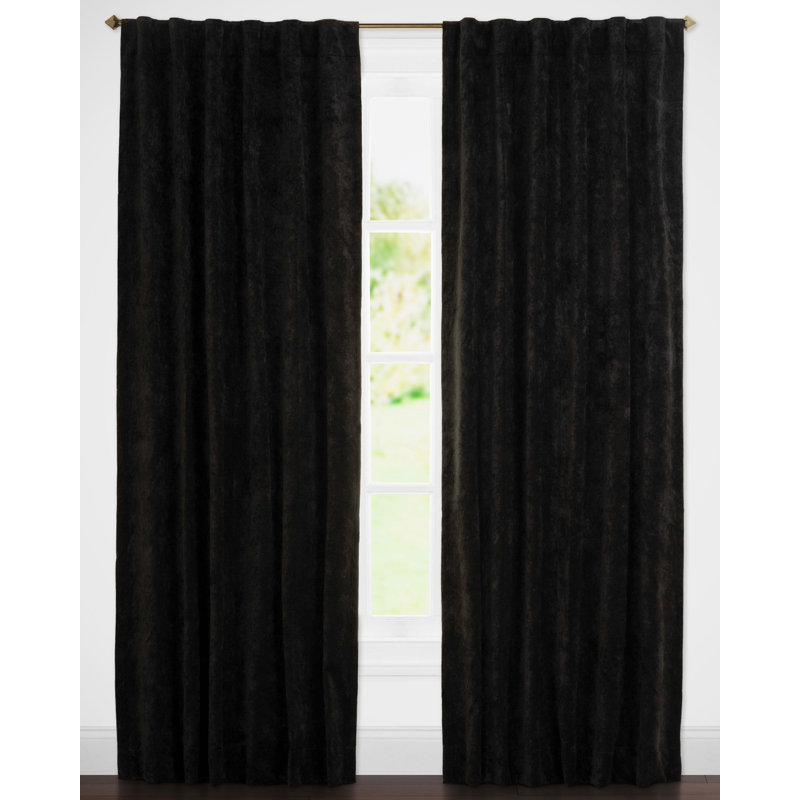 Padma Semi Sheer Curtain Single Panel, Black