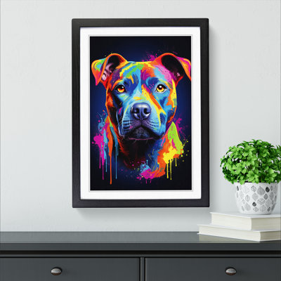 Staffordshire Bull Terrier Colour Field - Framed Print