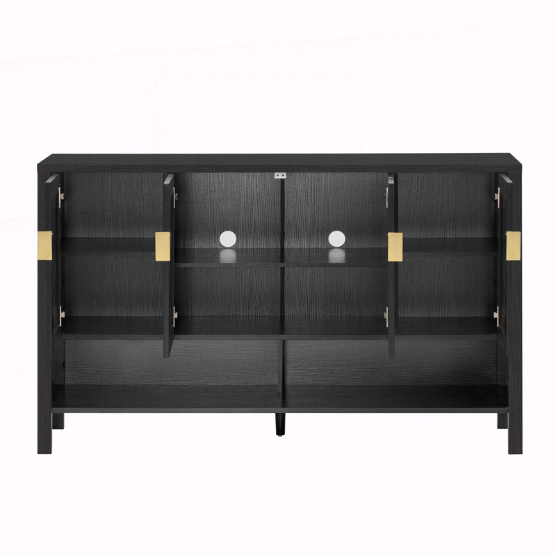 55.1'' Storage Sideboard with 4-Doors, Black
