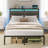 Bed Frame with Headboard, Metal Platform bed with LED Lights, Power Outlets & Under-Bed Storage-88418601-88418599-88418603