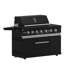 Forno All'Aperto avec comptoirs en pierre frittée noire, barbecue 87 600 BTU, évier et module de bar, four à pizza au gaz
