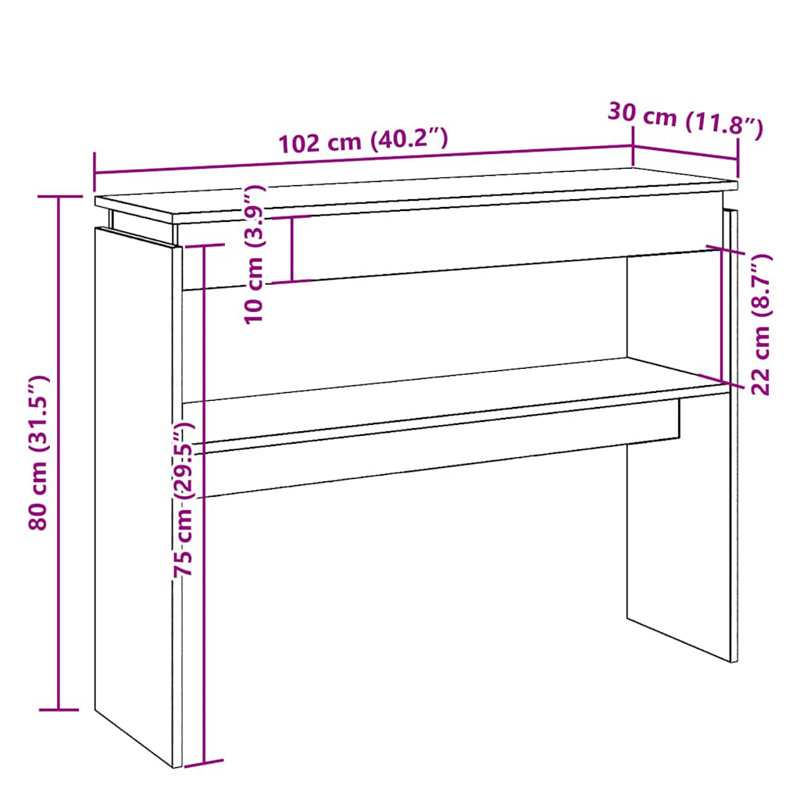 Hars Console Table, Grey Sonoma, Grey Sonoma, 80cm H x 102cm W x 30cm D