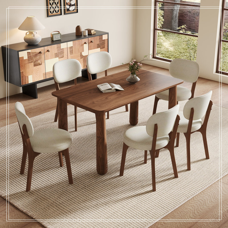 5 pièces Karoline avec 4 chaises rembourrées, Walnut