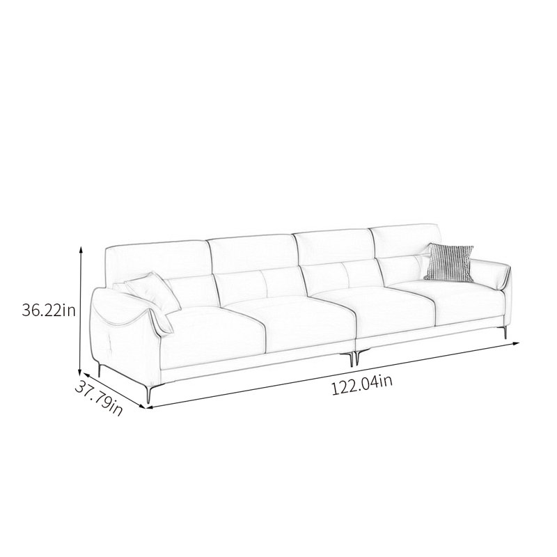 Canapé en cuir véritable, H 36,22 po x l 122,04 po x P 37,79 po