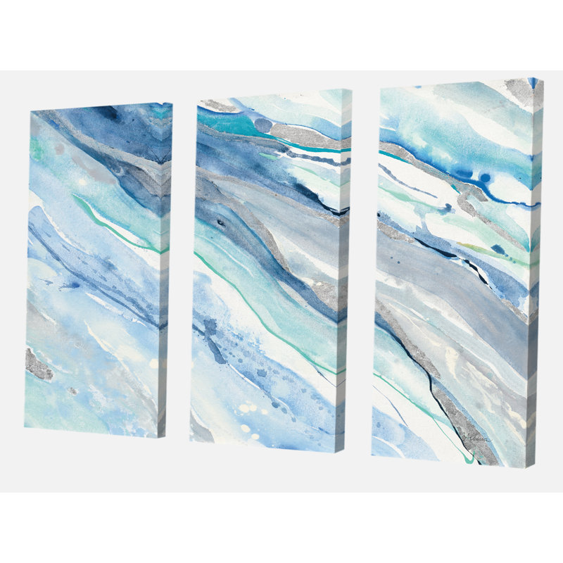 «Blue Silver Spring II», ensemble de 3 reproductions d'art sur toile tendue, H 32 po x l 48 po x P 1 po