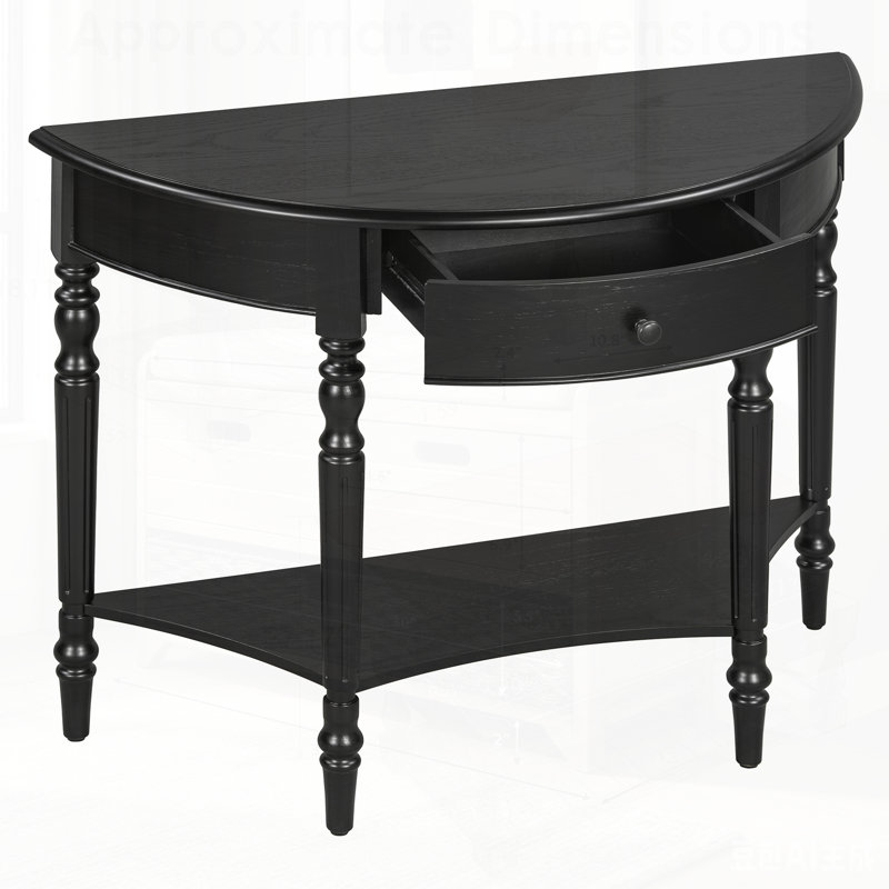 Console de style campagnard avec tiroir et tablette Farmhouse, Noir, Noir, Noir