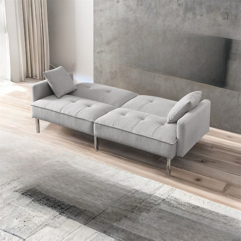 Futon rembourré Greisy, Tissu gris pâle