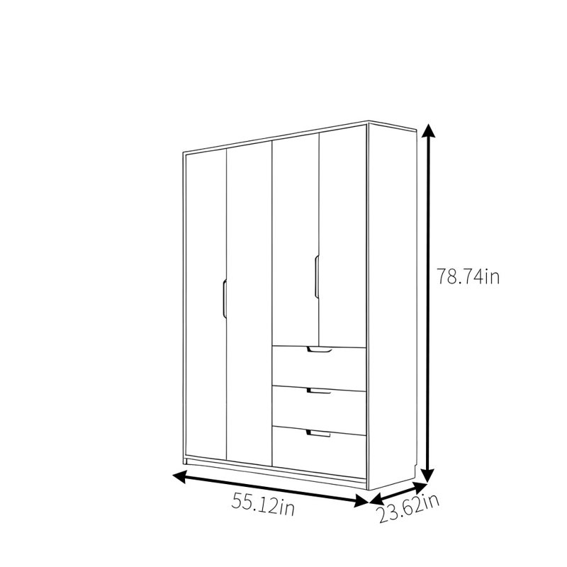 Garde-robe moderne, simple et classique, H 78,74 po x l 55,12 po x P 23,62 po