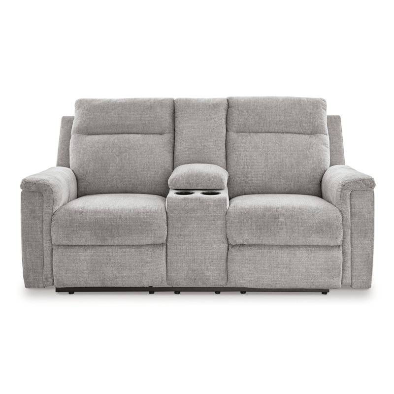 Doux 75'' Upholstered Power Reclining Loveseat, Light Gray