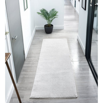 Taeler Washable Modern Living Room Rug Polyester Plain Indoor Area Rug with Low Pile - Anti-Slip Felt Backing SuperSoft Carpet Bedroom-Hallway, Silver