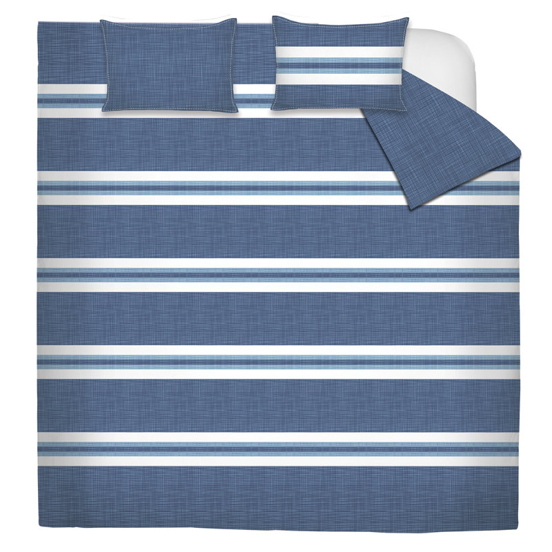 Ensemble d'édredon réversible en microfibre bleu , Édredon simple et 1 taie décorative