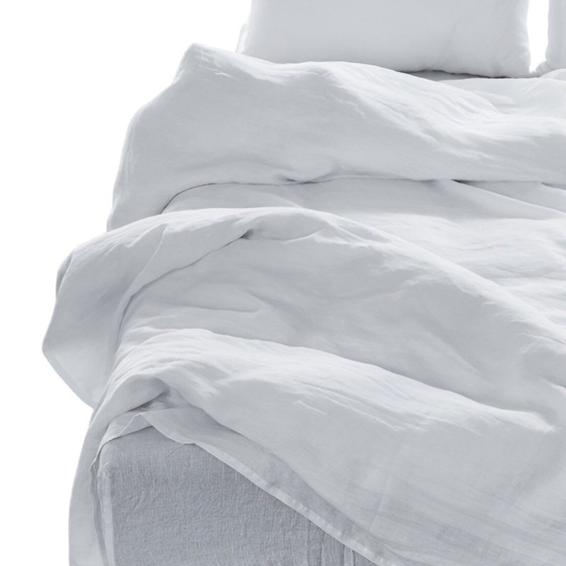 Ensemble de draps pour grand lit quatre pièces en lin blanc