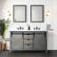 60 po Meuble-lavabo double gris cendré, comptoir en quartz blanc, robinet et 24 miroirs gris antitaches, comptoir, robinet, finition-686177972