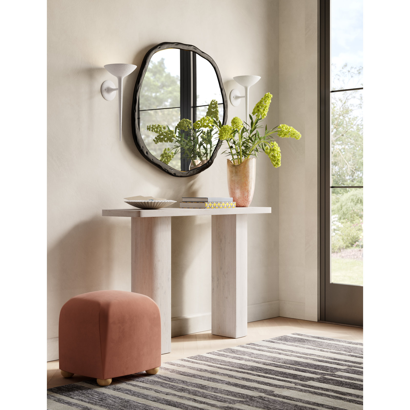 Gertie Natural Slate Striped Rug, Rectangle 7'9" x 9'9"
