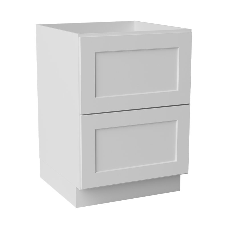 Armoire de cuisine en bois massif prête à assembler, Blanc / 2 tiroirs, 24"