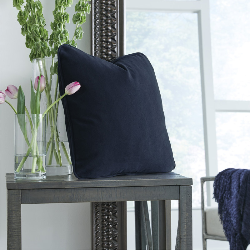 Krishna Feather Throw Pillow, Dark Blue