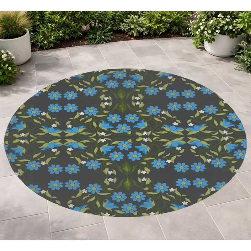 Tapis d'extérieur Millie, Gris anthracite, Rond 5 pi