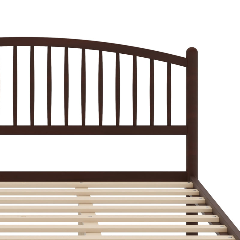 Lit plateforme en bois pour chambre à coucher avec tête de lit arquée, Très grand lit, Espresso