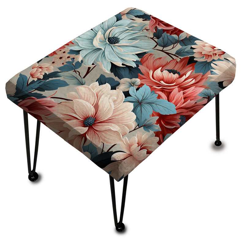 Motif floral multicolore à motif vichy - repose-pieds rectangulaire floral