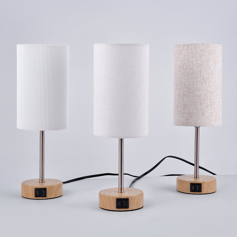 Ensemble de lampes de table à intensité variable de 14 po à 3 voies, à commande tactile (2 ampoules DEL incluses), Brun