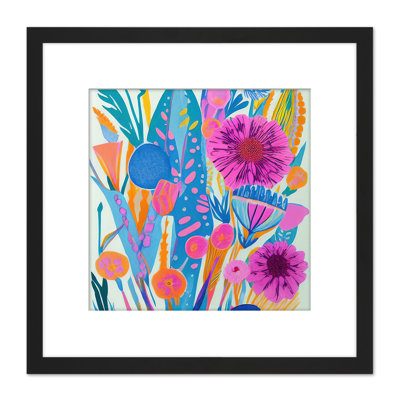 Bright Floral Flower Shapes Colourful - Single Picture Frame Painting
