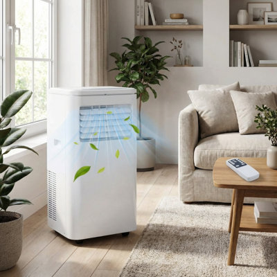 10000 BTU Portable Air Conditioner - 3-in-1 AC Unit with Fan & Dehumidifier, Quiet Operation, Remote Control (23 ft Range), 24H Timer, Window Kit Included, Efficient Cooling for Rooms Up to 450 Sq.ft
