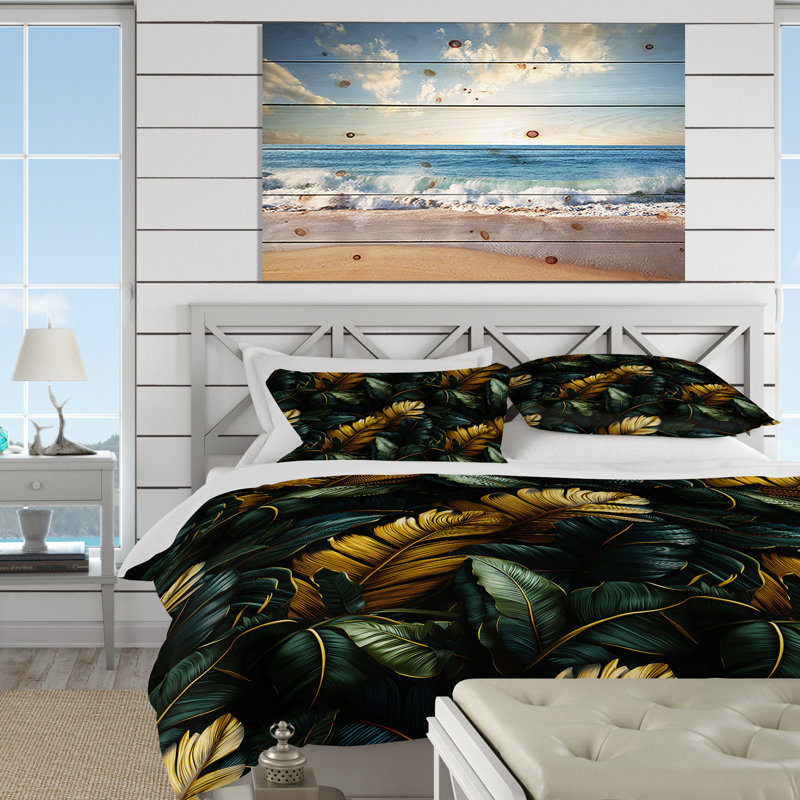 Ensemble de housse de couette Green Banana Leaf Bliss, Housse de couette pour très grand lit et 2 très