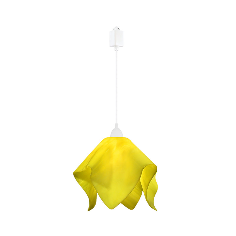 Luminaire suspendu 1 lumières flamme Dale, Grand, Blanc, Jaune canari