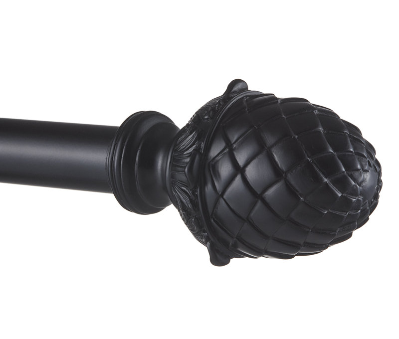 Nikhat Adjustable Single Curtain Rod, 36" - 72", Black