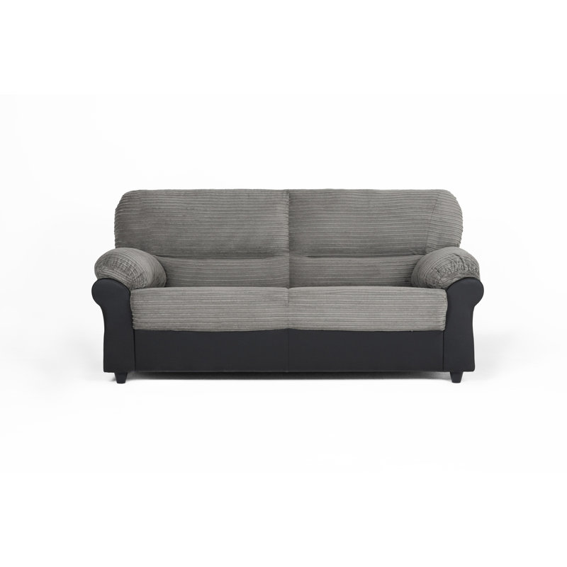 Candy 3 Seater Sofa, Black Faux Leather, Grey