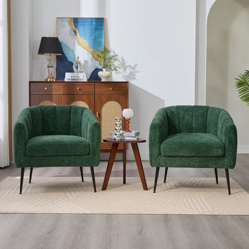 Fauteuil demi-tonneau tapissier capitonné 29,9 po (ensemble de 2), Vert