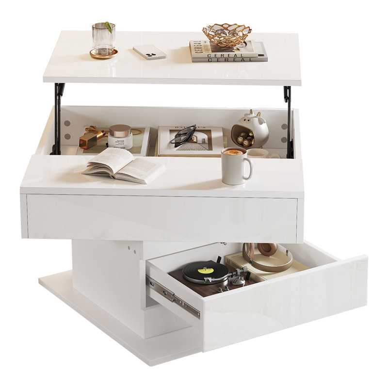Table basse rotative à 360 ° Caldera, Blanc
