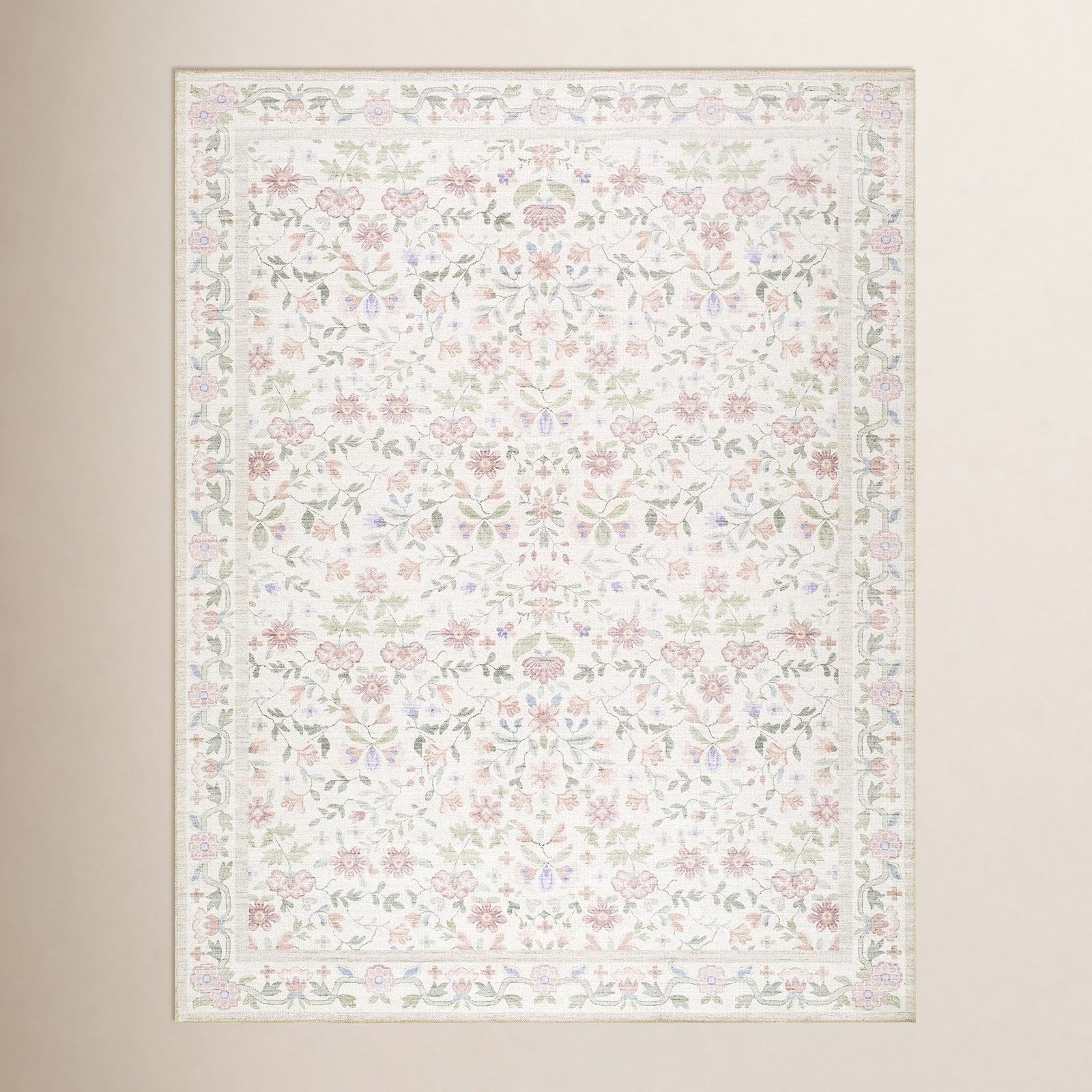 Myla Machine Washable Floral Area Rug, Rectangle 2' x 2'11"