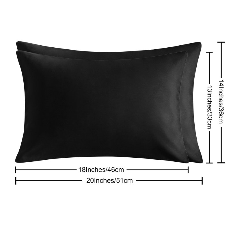 Two piece set of brushed ultra fine fiber zipper pillowcase, Black