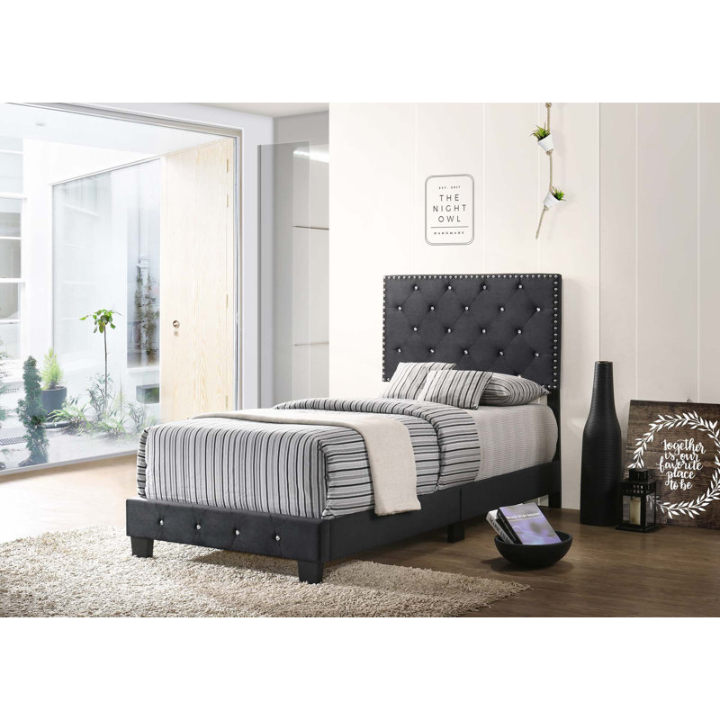 Anjelo Upholstered Standard Bed, Twin, Black