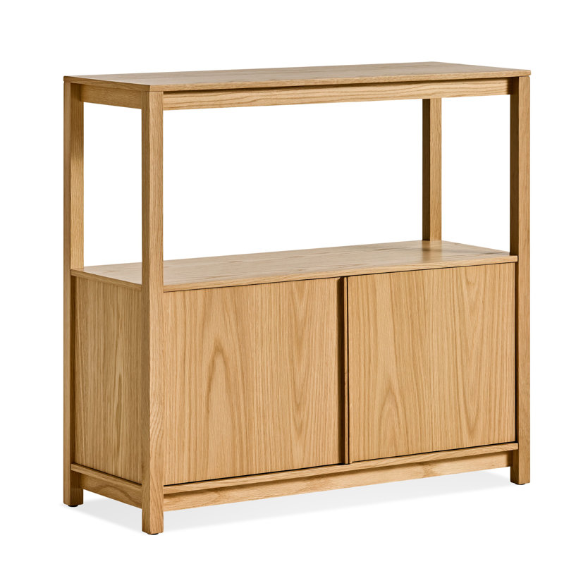 Open Plan Solid Wood Etagere Bookcase, White Oak