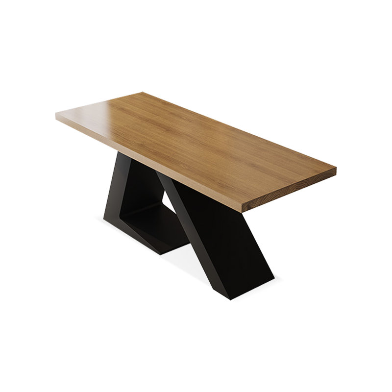 Rectangular Solid Wood+Iron desks, Brown, 29.53" H x 59.06" W x 27.56" D