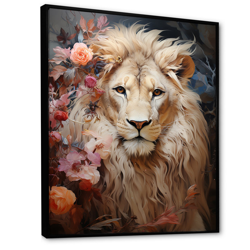 «Lion Ethereal Presence Dreamy Hues» sur impression sur toile, Cadre flottant noir, H 32 po x l 16 po x P 1 po