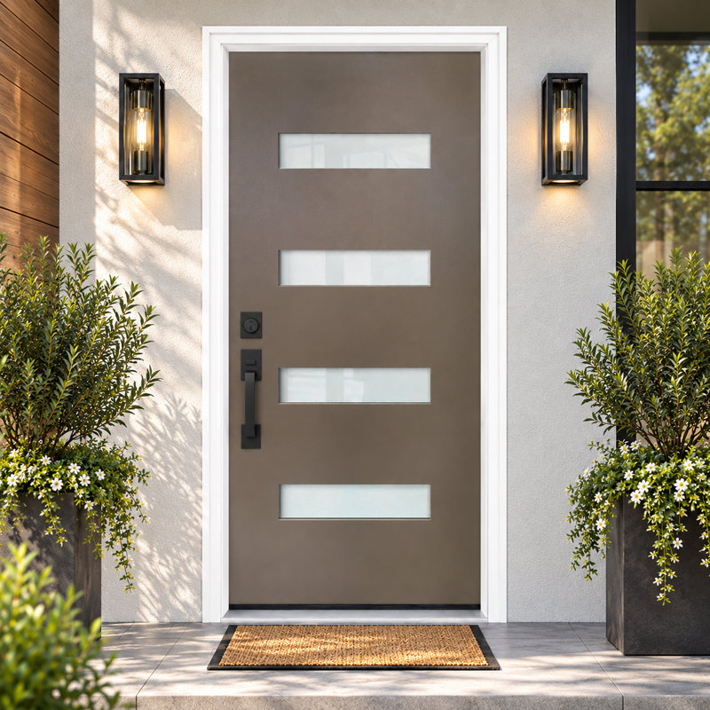 Dalle de porte extérieure en fibre de verre gris 36 po x 80 po - À droite vers l'intérieur, Droite