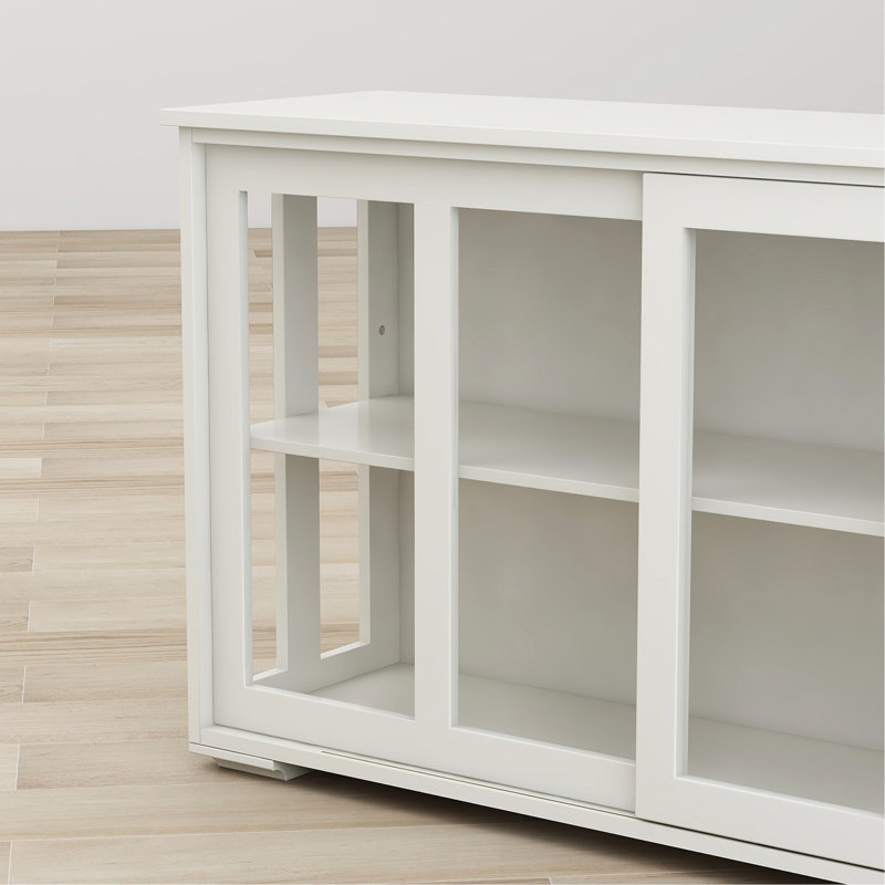 Kitchen Storage Stand Cupboard With Glass Door, White