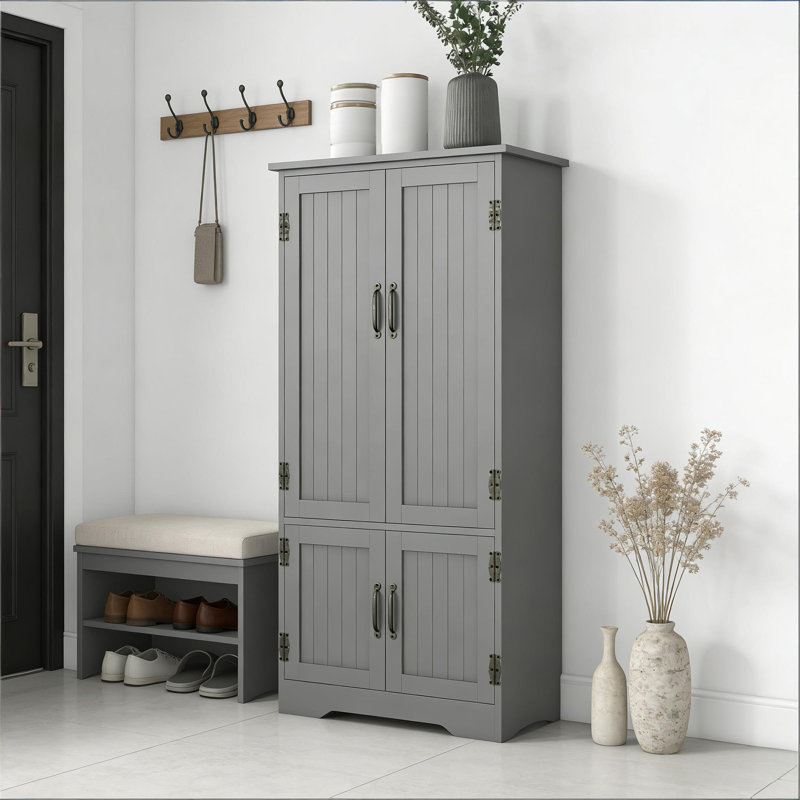 Freestanding Kitchen Pantry Cabinet, Gris